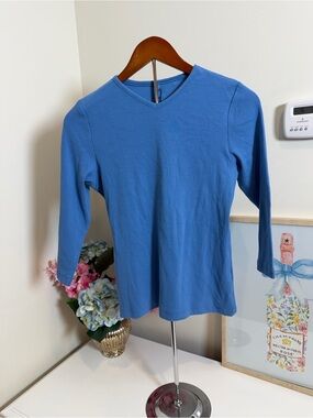 NWT POINT Blue Ribbed Long Sleeve Top - Size M 💙